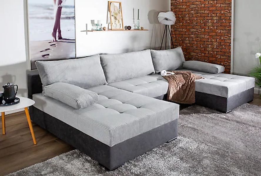 COLLECTION AB Wohnlandschaft »Josy U-Form, B: 307 cm«, mit Bettfunktion & B günstig online kaufen