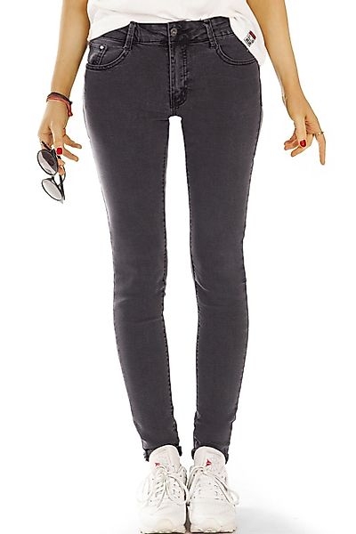 Skinny-fit-Jeans dungelgraue Damenjeans, medium waist Röhrenhose günstig online kaufen