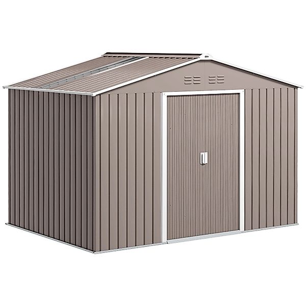 Outsunny Gartenhaus mit Satteldach Stahl Hellgrau 277L x 195B x 192H cm günstig online kaufen