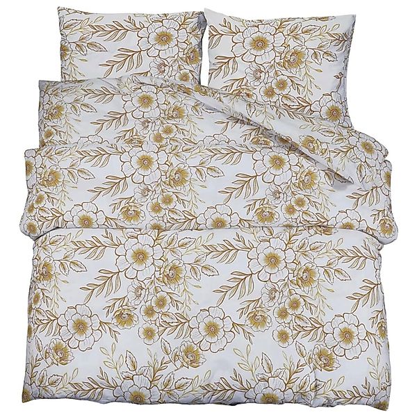 vidaXL Bettwäsche-Set Weiß und Braun 140x200 cm Baumwolle 136402 günstig online kaufen