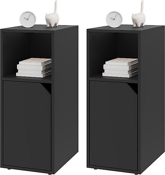 Woltu Nachttisch (2-St), mit offenem Fach und Tür, Verstellbarer Ablage, 25 günstig online kaufen