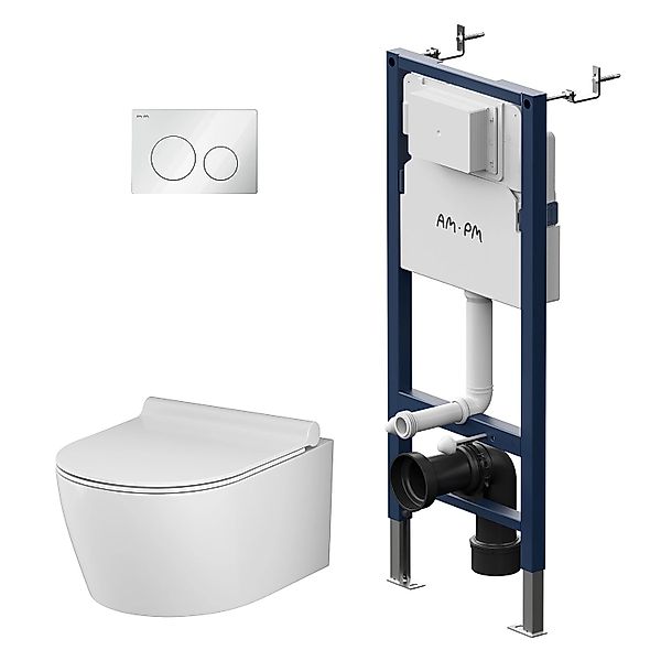 AM.PM WC Set: Wand-WC + Vorwandelement + Drückerplatte Toilette mit Spülkas günstig online kaufen