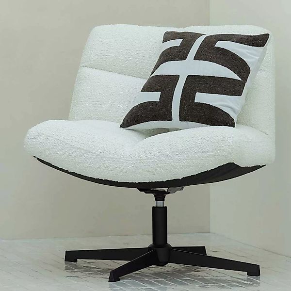 Retro Wohnzimmer Sessel mit drehbarem Gestell Boucle Stoff günstig online kaufen