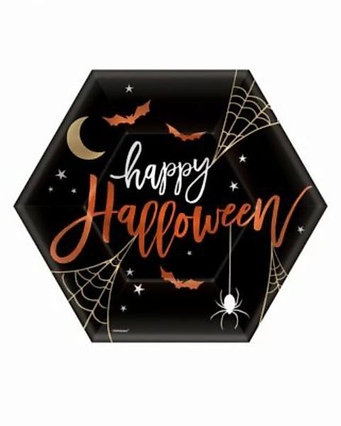 Amscan Happy Halloween Hexagon Pappteller als Partygeschirr 8 St. Partydeko günstig online kaufen