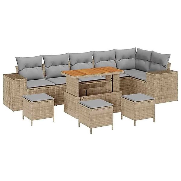 vidaXL Gartensofa-Set mit Kissen 10 Stk Beige und Hellgrau Poly-Rattan 3363 günstig online kaufen