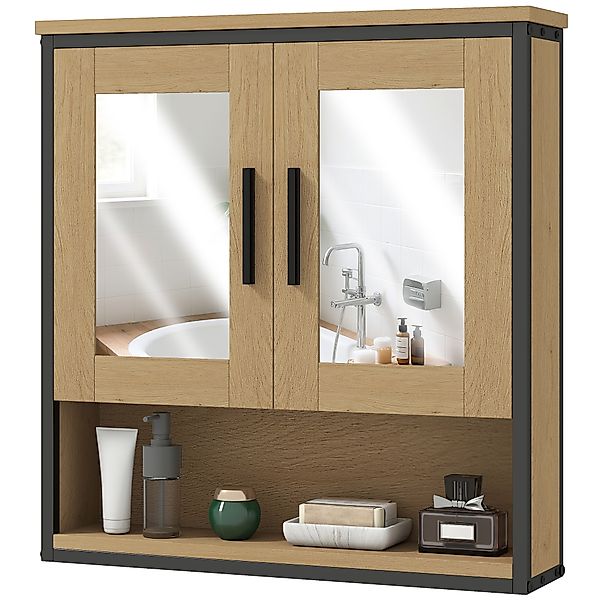 HOMCOM Wandspiegelschrank Badezimmer mit Miroir, Badezimmerschrank, Toilett günstig online kaufen