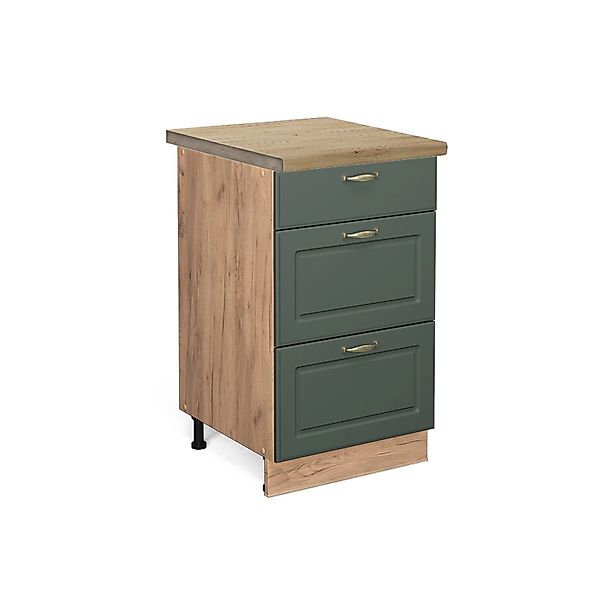Vicco Küchenunterschrank Fame-Line Grün-Gold Landhaus/Goldkraft Eiche 50 cm günstig online kaufen
