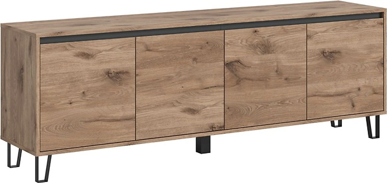 INOSIGN Lowboard "BALTIC, Breite 184cm, grifflose Fronten, Metall-Füße,4 Tü günstig online kaufen