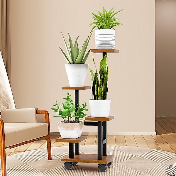 Simloveve Blumenständer Pflanzenständer Metall mit Rädern günstig online kaufen