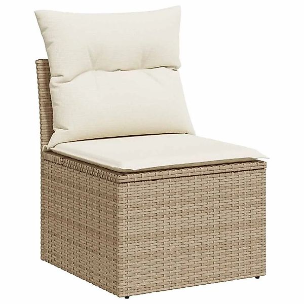 vidaXL Gartensessel ohne Armlehnen mit Kissen Beige Poly Rattan 366073 günstig online kaufen