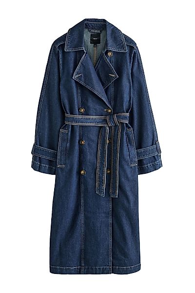 Next Jeansjacke Zweireihiger Denim-Trenchcoat 100 % Baumwolle günstig online kaufen