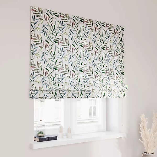 Dekoria Raffrollo Capri, weiß-grün, 130 x 170 cm günstig online kaufen