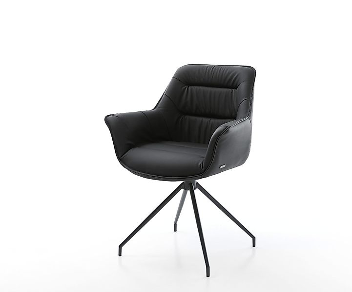 Esszimmerstuhl Kaira-Flex Echt-Leder Schwarz Kreuzgestell konisch Schwarz günstig online kaufen