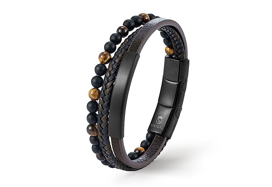 UNIQAL.de Lederarmband Lederarmband Herren "FANCY" Perlenarmband Naturstein günstig online kaufen
