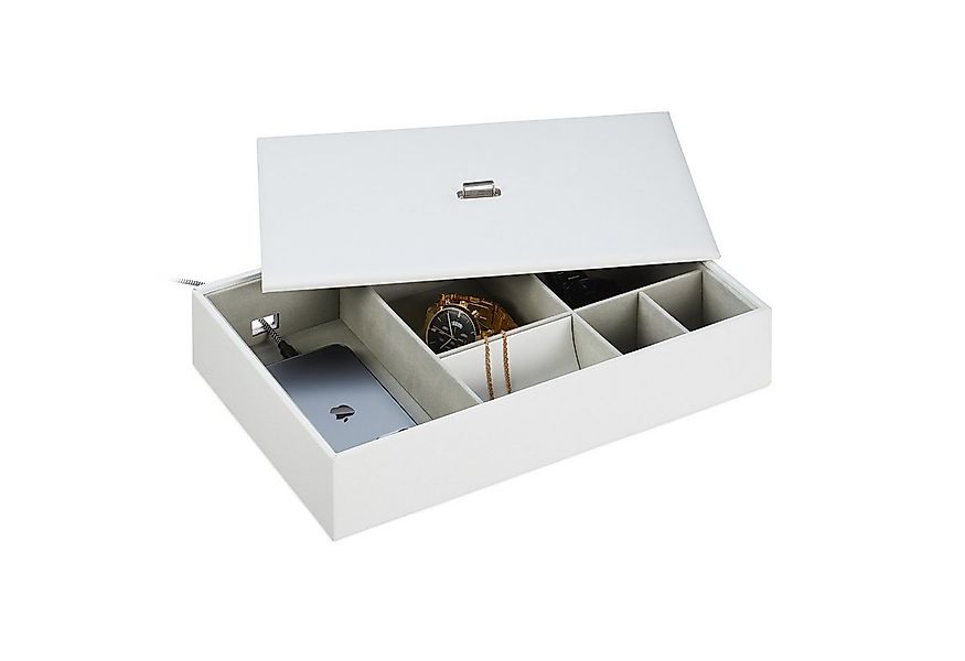 relaxdays Schmuckkasten Schmuckaufbewahrung mit Deckel, weiß günstig online kaufen