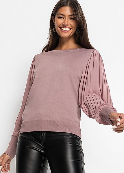 bonprix Strickpullover aus Viskose-Mix, Loose fit, mit extravaganter Ärmelf günstig online kaufen