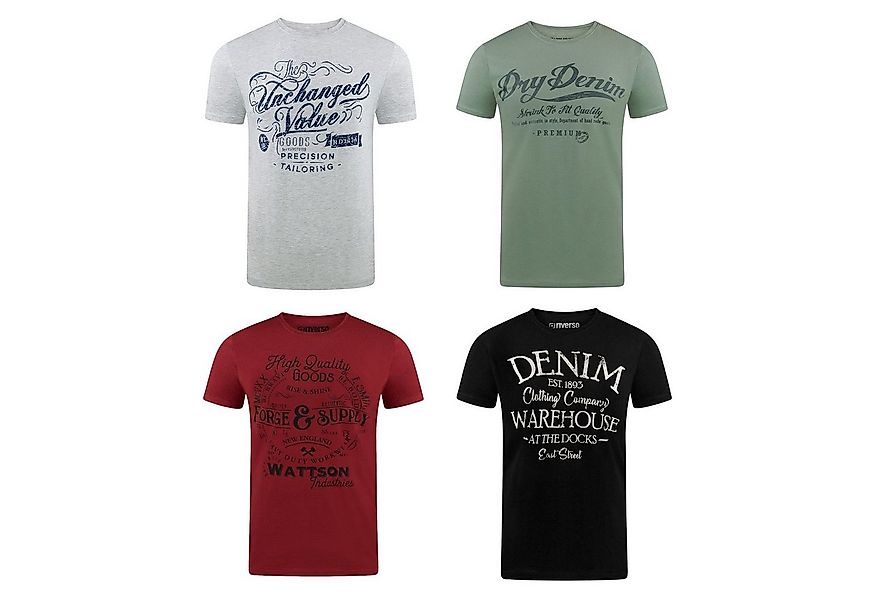riverso T-Shirt Herren Printshirt RIVLeon Regular Fit (4-tlg) Kurzarm Tee S günstig online kaufen