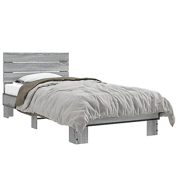 vidaXL Bett Bettgestell Braun Eichen-Optik 75x190 cm Holzwerkstoff Metall günstig online kaufen