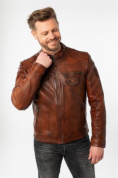 Mauritius Lederjacke MMKendrik mit Patches, Stehkragen günstig online kaufen