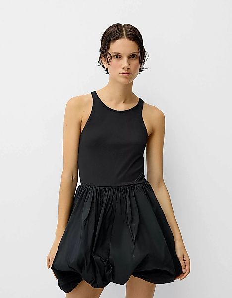 Bershka Minikleid Mit Maxi-Rock Im Ballonärmel-Stil Damen M Schwarz günstig online kaufen