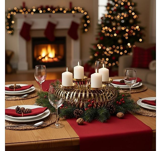 MF Adventsleuchter Adventsleuchter Glori Adventsglanz Metall Gold Rund (1 S günstig online kaufen