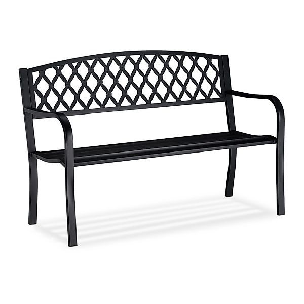 relaxdays Gartenbank Metall Gartenbank mit Flechtmuster günstig online kaufen