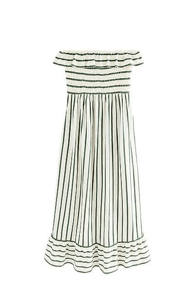 Next Midikleid Sommerkleid Baumwolle Carmenausschnitt und Rüschen (1-tlg) günstig online kaufen