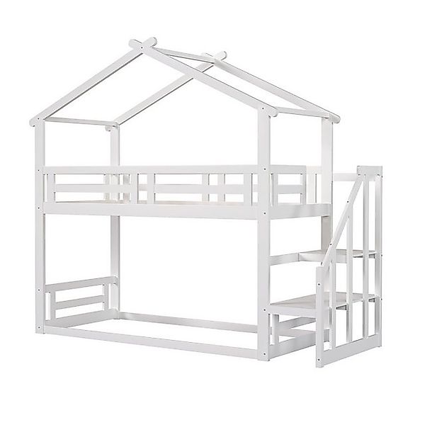 Yorbay Etagenbett Kinderbett mit Sicherheitstreppe, 90x200cm, Treppe, Latte günstig online kaufen
