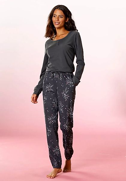 Vivance Dreams Pyjama, (2 tlg.), mit Hortensienmuster günstig online kaufen