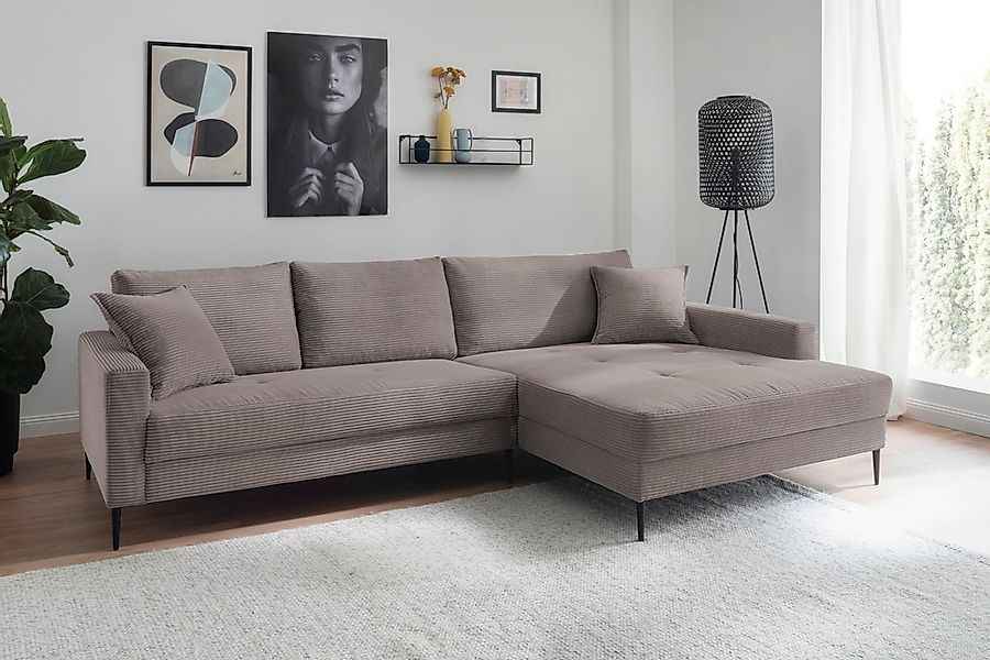 Trends by HG Ecksofa "Summer L-Form", in Cord-Stoff mit Metallfuß günstig online kaufen