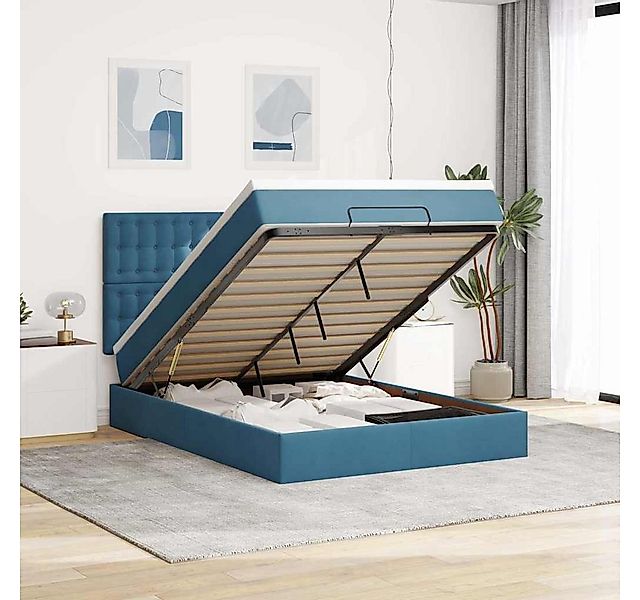 vidaXL Bett, Ottoman-Bett mit Matratzen Dunkelblau 140x190 cm Samt günstig online kaufen