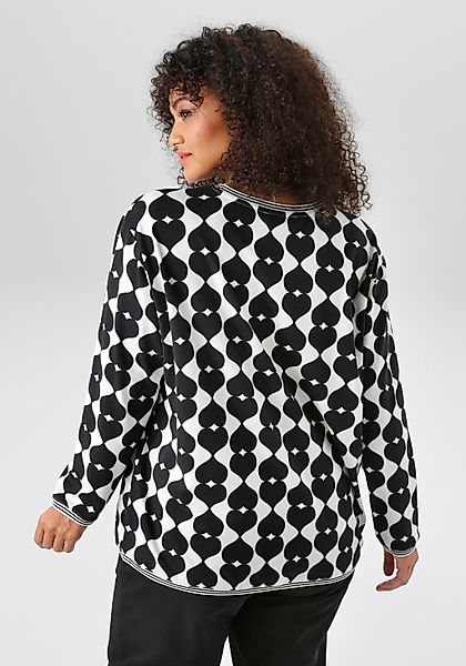 Aniston PLUS Sweatshirt, mit großflächigem, Herzdruck - NEUE KOLLEKTION günstig online kaufen