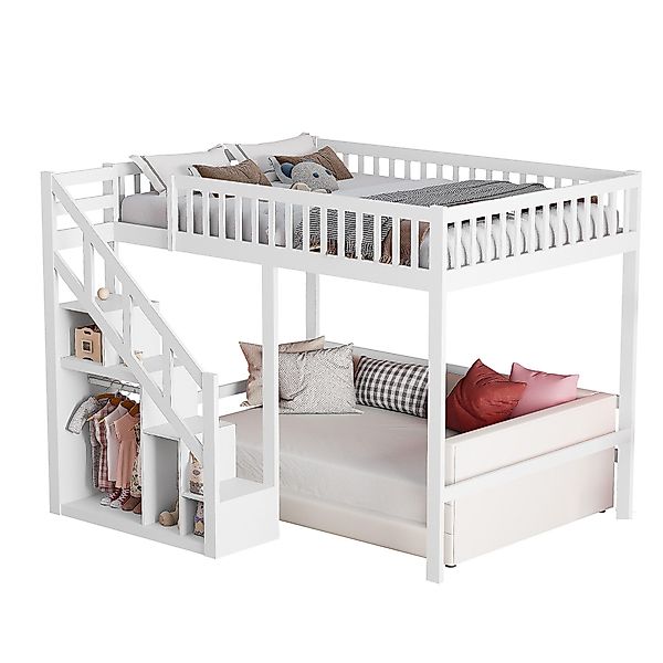 FUROKOY Hochbett Etagenbett Kinderbett mit Treppe günstig online kaufen