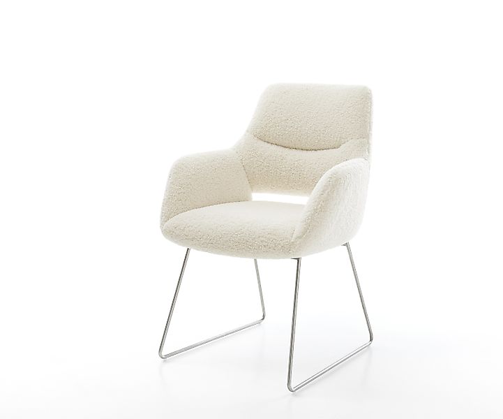 Esszimmerstuhl Yago-Flex mit Armlehnen Teddystoff Beige Kufengestell Edelst günstig online kaufen