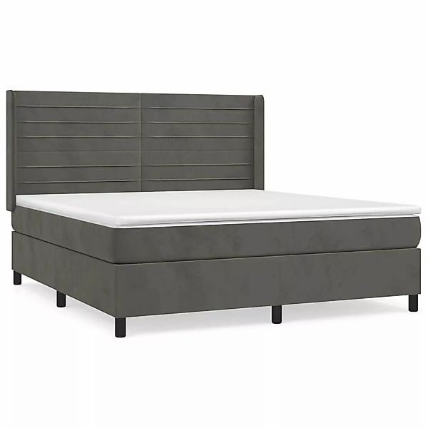 vidaXL Boxspringbett mit Matratze Dunkelgrau 160x200 cm Samt1399566 günstig online kaufen