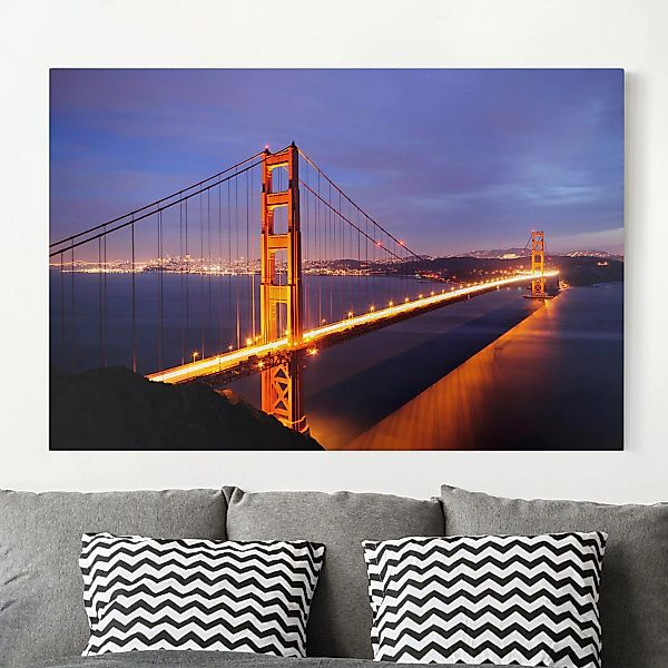 Leinwandbild - Querformat Golden Gate Bridge bei Nacht günstig online kaufen