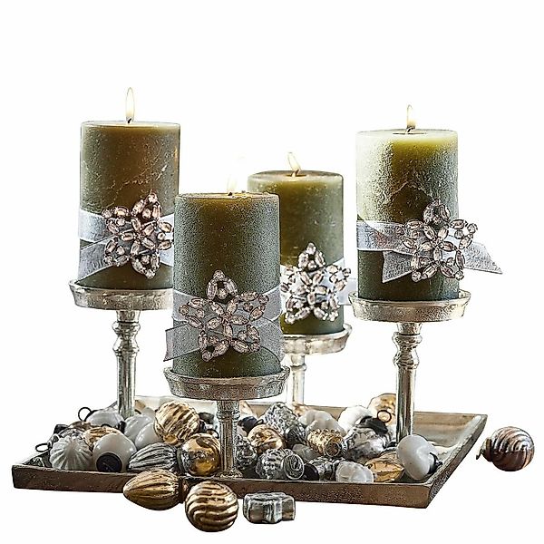 Mirabeau Kerzenständer Kerzentablett Carsic silber günstig online kaufen