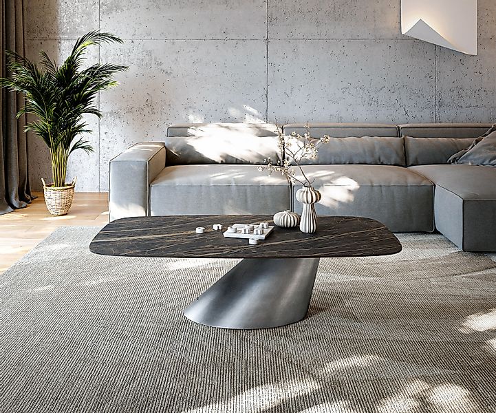 Couchtisch Edge Boot 140x80 cm Keramik Laminam® Noir Desir Braun Conis Meta günstig online kaufen