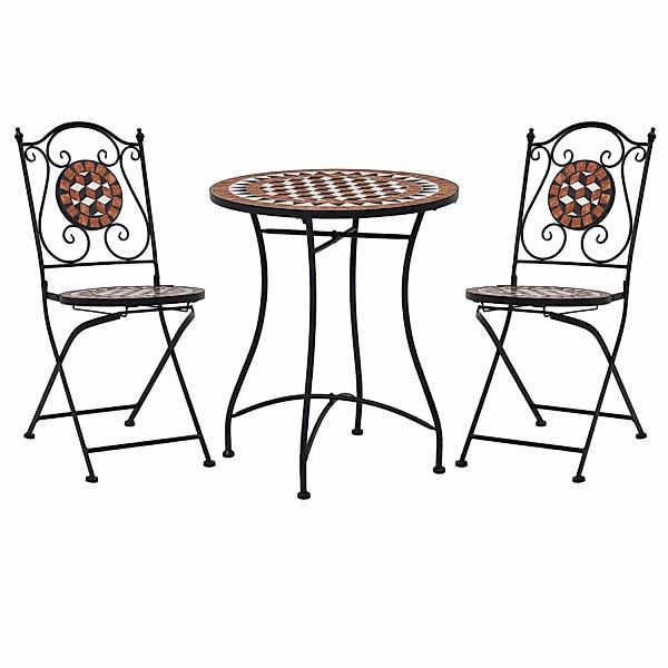 3-tlg. Bistro-set Mosaik Keramik Terrakotta günstig online kaufen