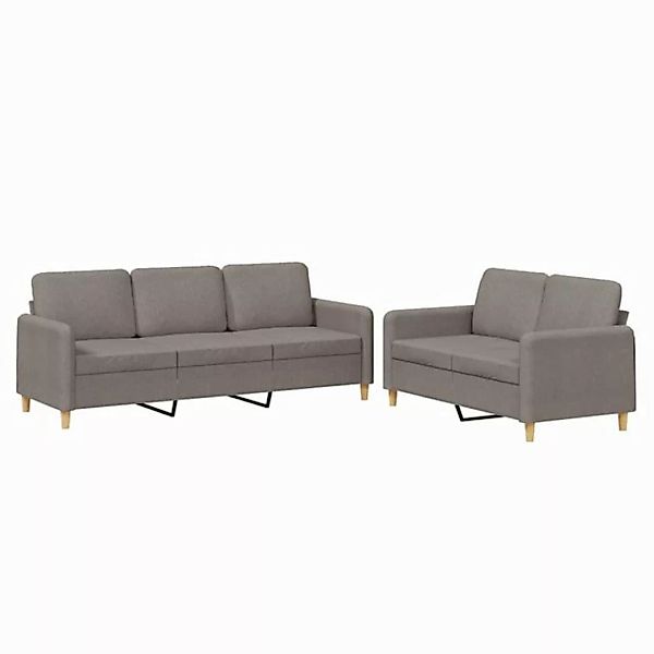 vidaXL Sofa, 2-tlg. Sofagarnitur mit Kissen Taupe Stoff günstig online kaufen