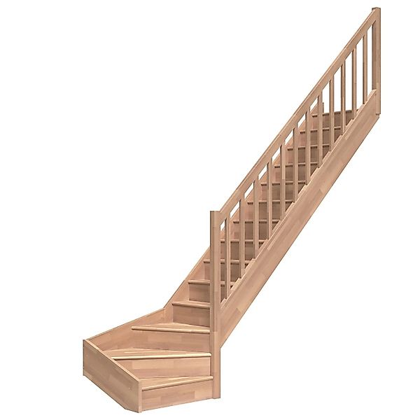 Dolle Raumspartreppe Paris 1/4-gew. Rechts Setzstufe Buche,ack R-Geländer F günstig online kaufen