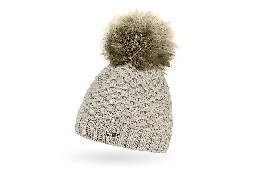 Neverless Bommelmütze Damen Winter-Mütze Strick Fleecefutter Kunstfell-Bomm günstig online kaufen