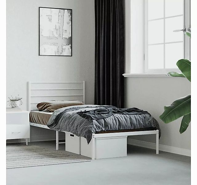 furnicato Bett Bettgestell mit Kopfteil Metall Weiß 75x190 cm günstig online kaufen