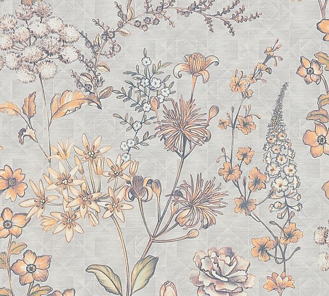 AS-Creation Vliestapete Blumen Grafisch Matt Leicht Strukturiert Hellgrau O günstig online kaufen