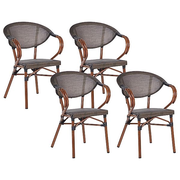 Beliani Gartenstuhl Grau Dunkler Holzfarbton 55x57x80 günstig online kaufen