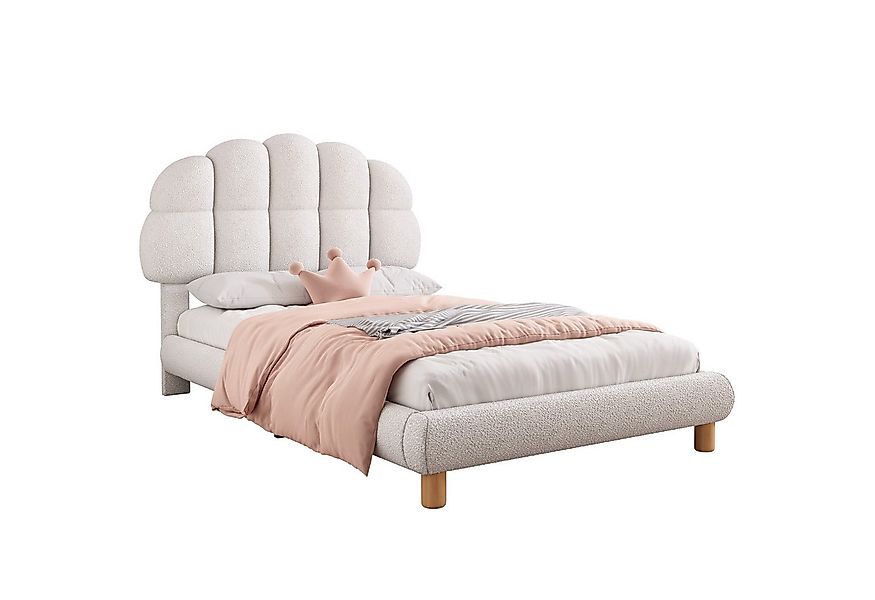 Flieks Polsterbett, Einzelbett Kinderbett 90x200cm mit Halbkreisform Kopfte günstig online kaufen