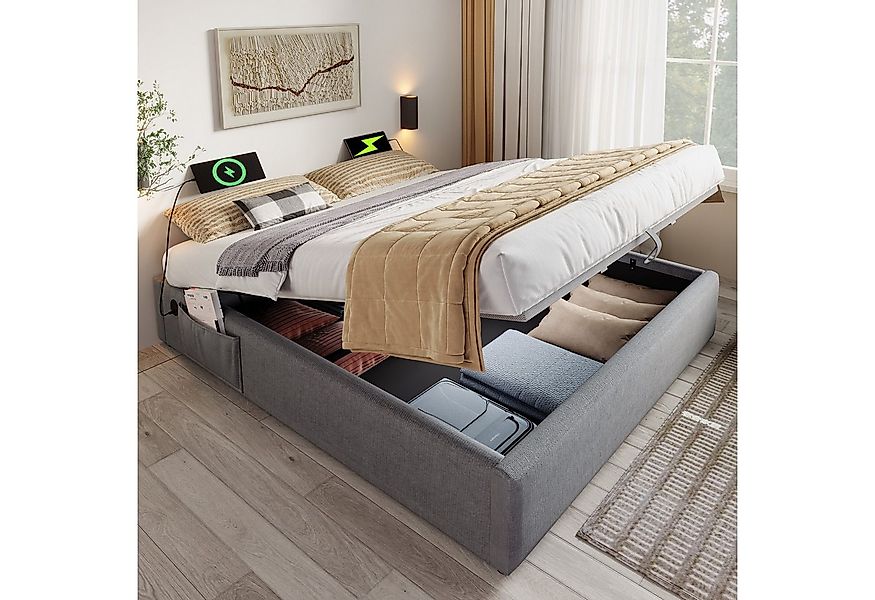 HAUSS SPOLE Polsterbett 160×200 mit USB- C, Vollflächiger Lattenrost, Ohne günstig online kaufen