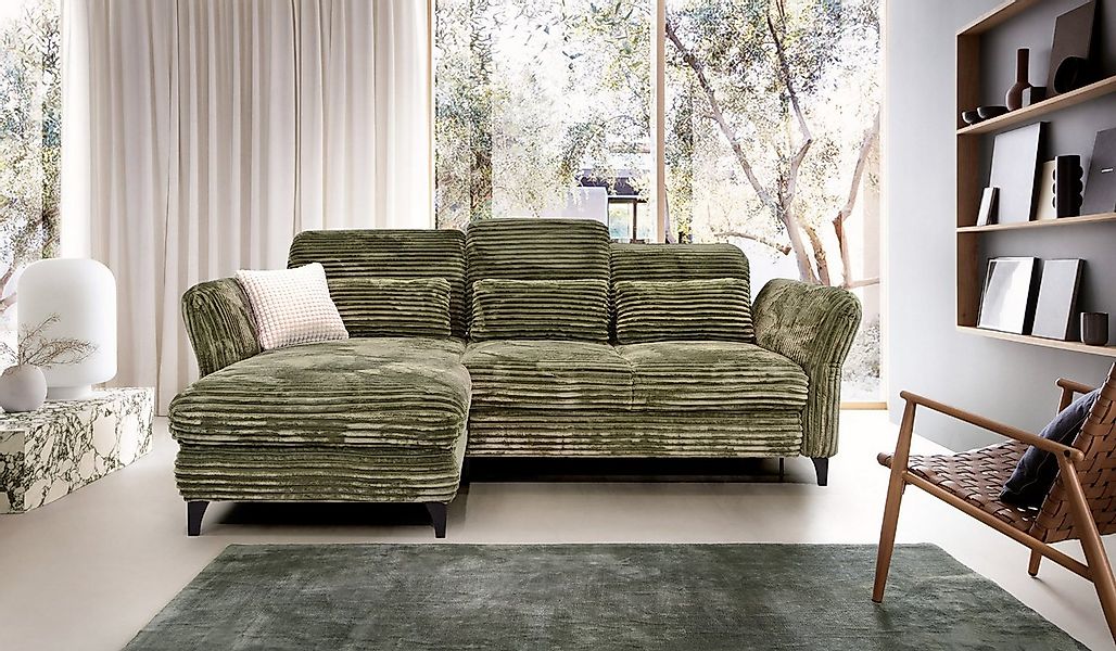 Hygger Möbelhaus Ecksofa Ecksofa Eva Schlafcouch, Cord L-Form 253 x190 cm, günstig online kaufen