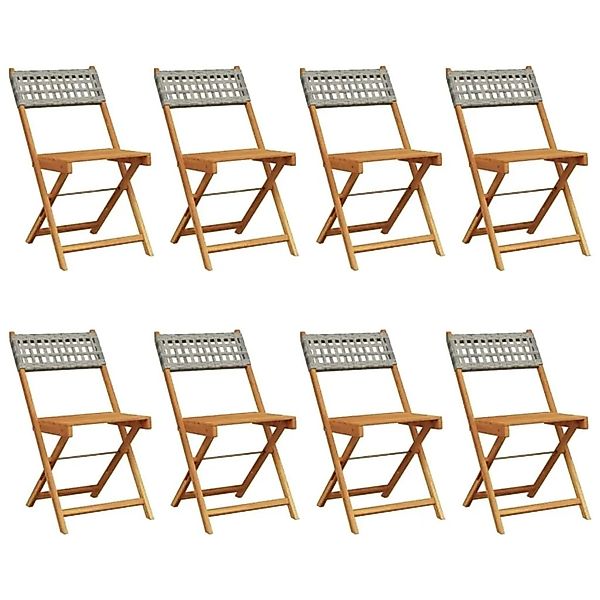 vidaXL Gartenstühle 8 Stk Klappbar Grau Poly Rattan & Massivholz 3214597 günstig online kaufen