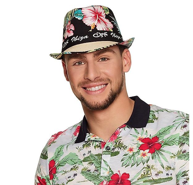 Boland Kostüm Hut Ibiza Sommer Fedora mit Blumenmuster Strandhut für Karnev günstig online kaufen